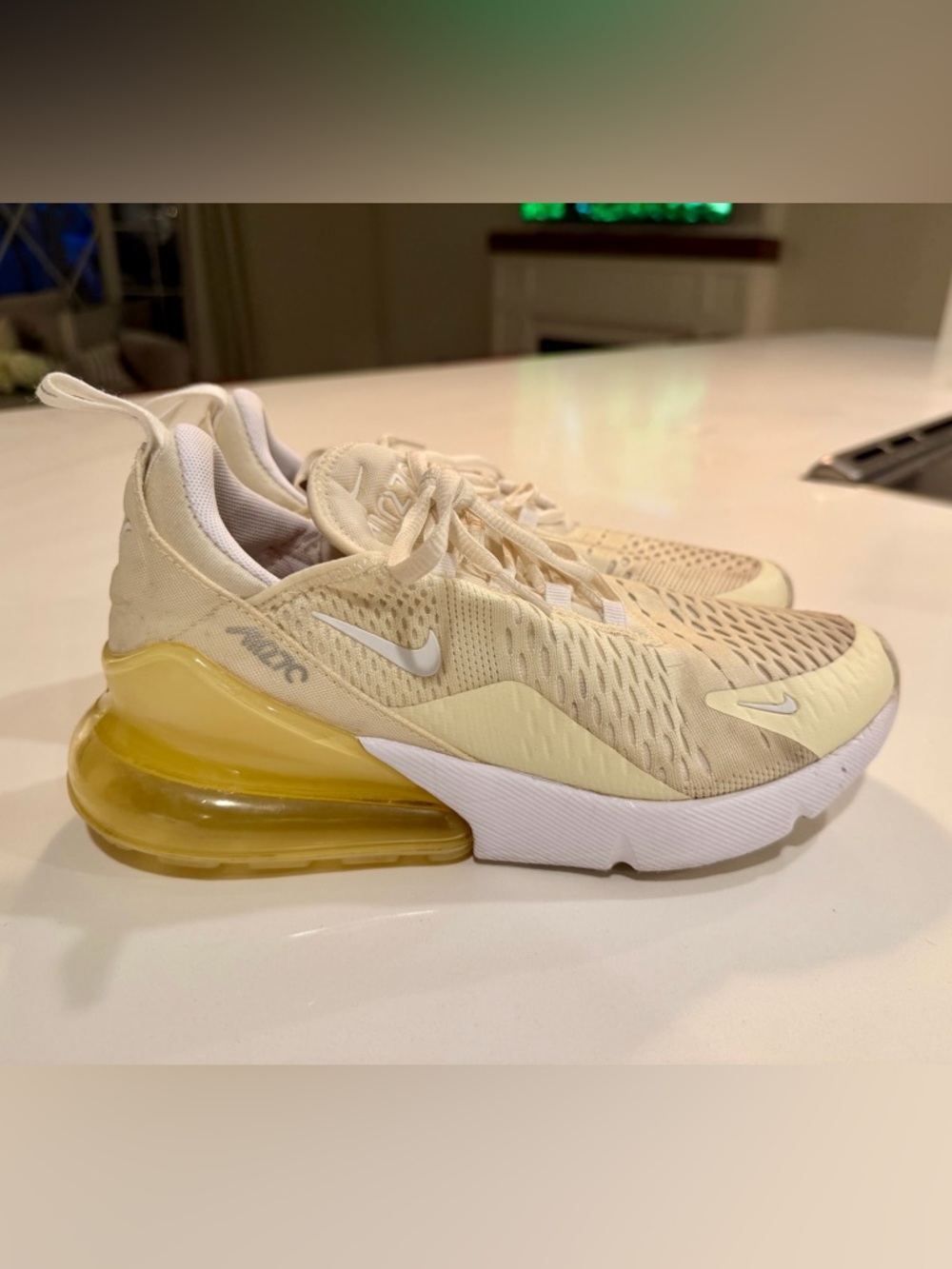 Nike Air Max 270 Women's Sneakers - Summit White & Pale Yellow - Picture 3 of 8
